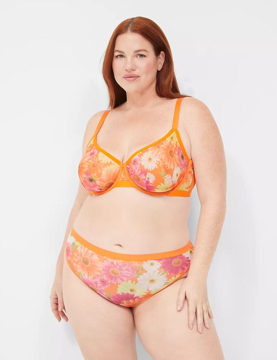 Women Lane Bryant Mesh Demi Unlined Bra Yellow | IUN4695PH