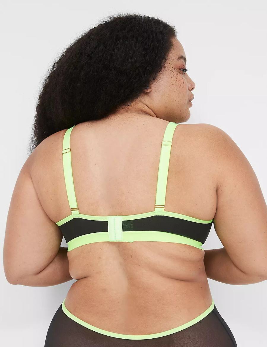 Women Lane Bryant Mesh Strappy Demi Unlined Bra Black | ZIW1397PW