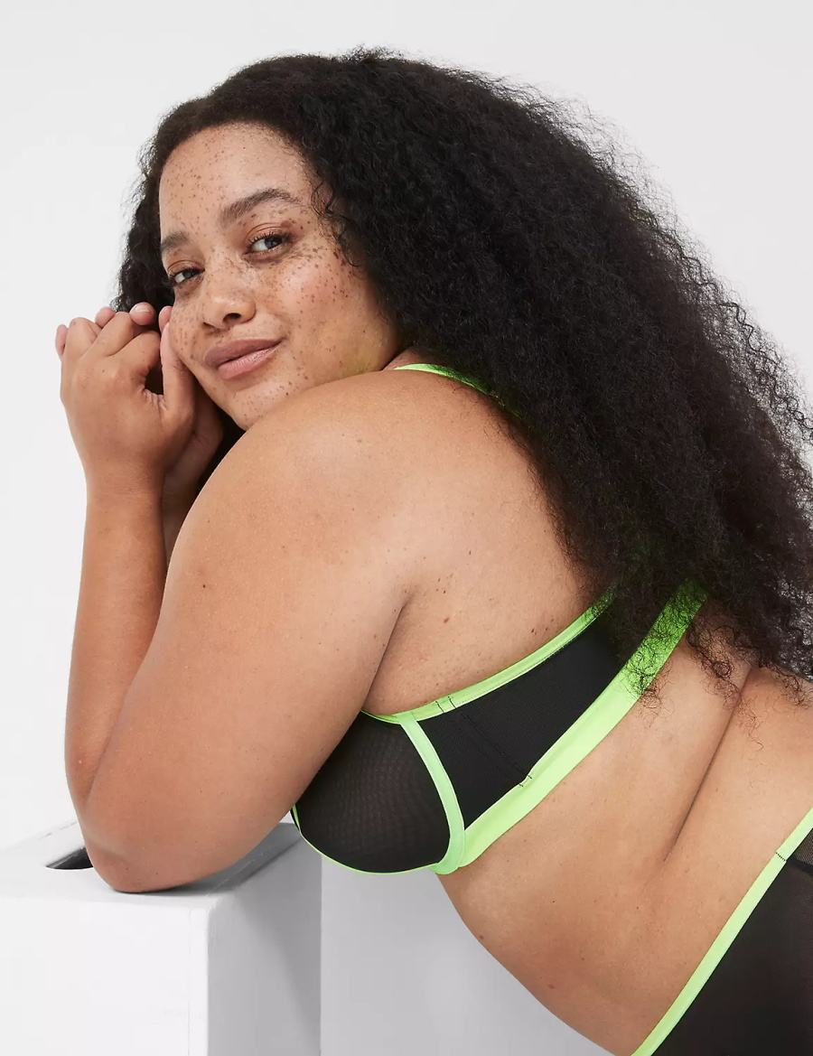Women Lane Bryant Mesh Strappy Demi Unlined Bra Black | ZIW1397PW