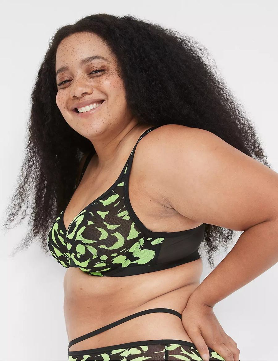 Women Lane Bryant Mesh Unlined T-Shirt Bra Green | DSF2194TM