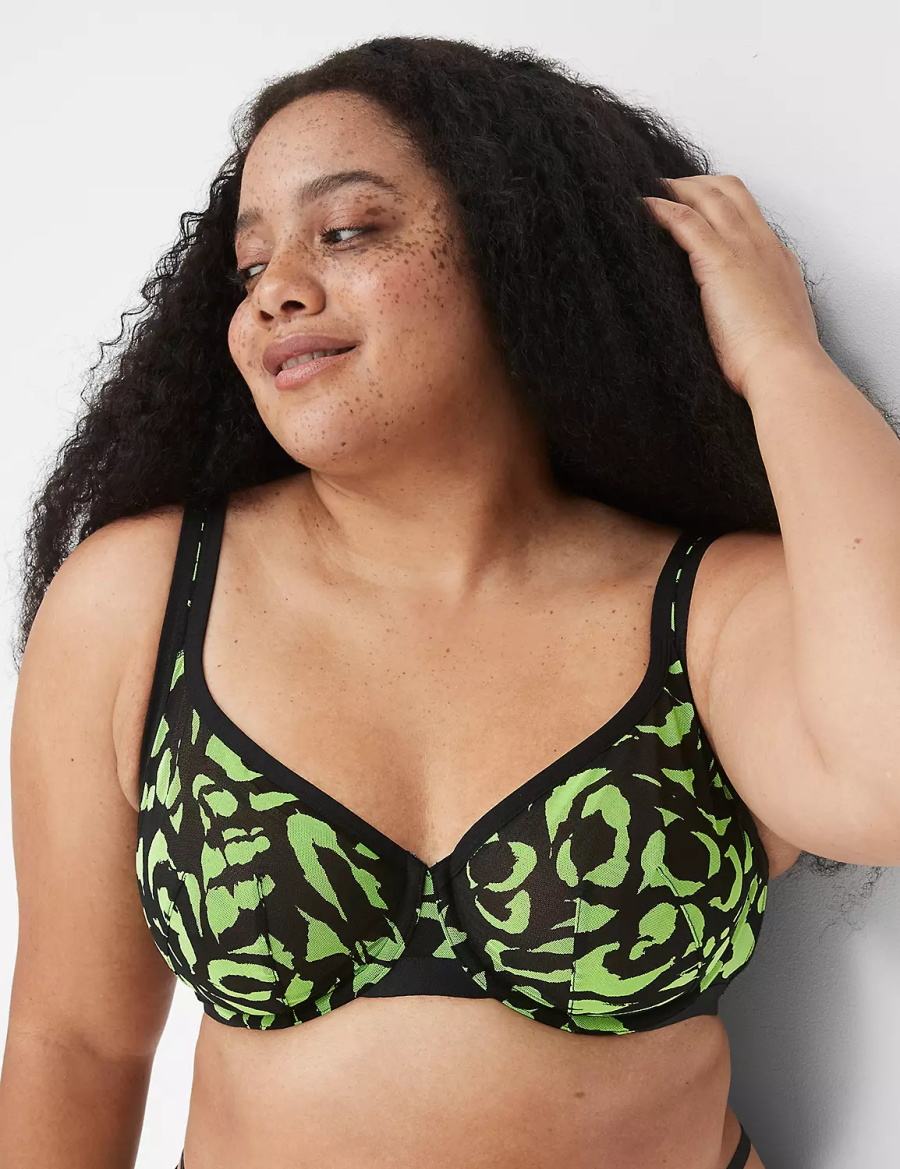 Women Lane Bryant Mesh Unlined T-Shirt Bra Green | DSF2194TM