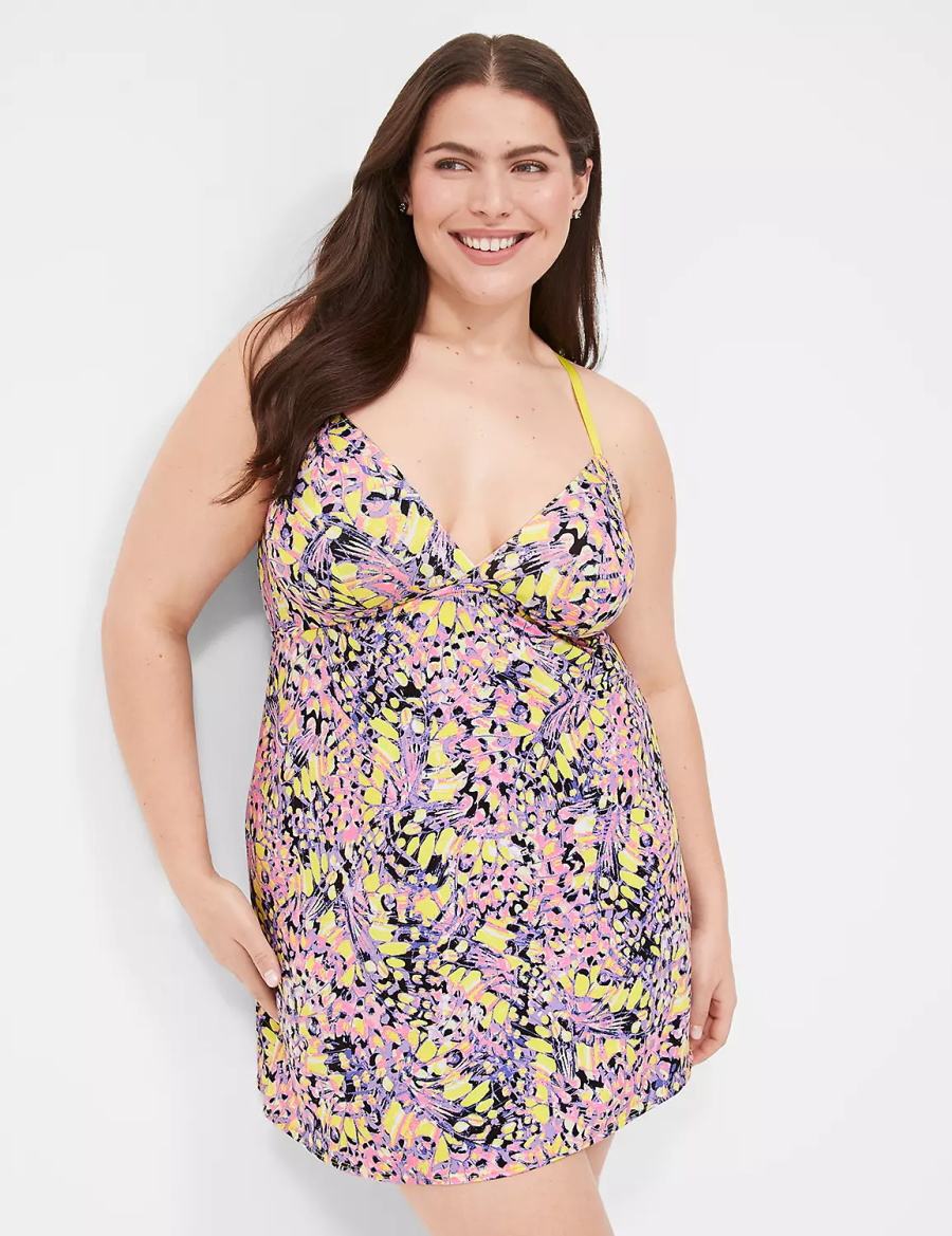 Women Lane Bryant Microfiber Triangle Slip Dress Yellow Multicolor | RKX6558PM