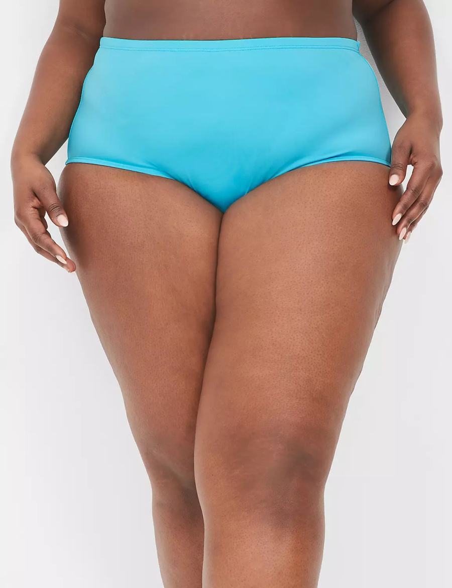 Women Lane Bryant Mid-Rise Swim Briefs Blue | SWW34WU