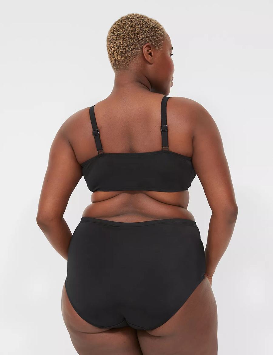 Women Lane Bryant Mid-Rise Swim Briefs Black | OXH7317JQ