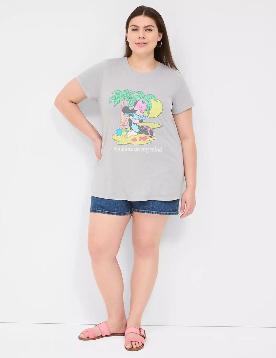 Women Lane Bryant Minnie Sunshine On My Mind Graphic Tee T Shirts Grey | QLB7287XE