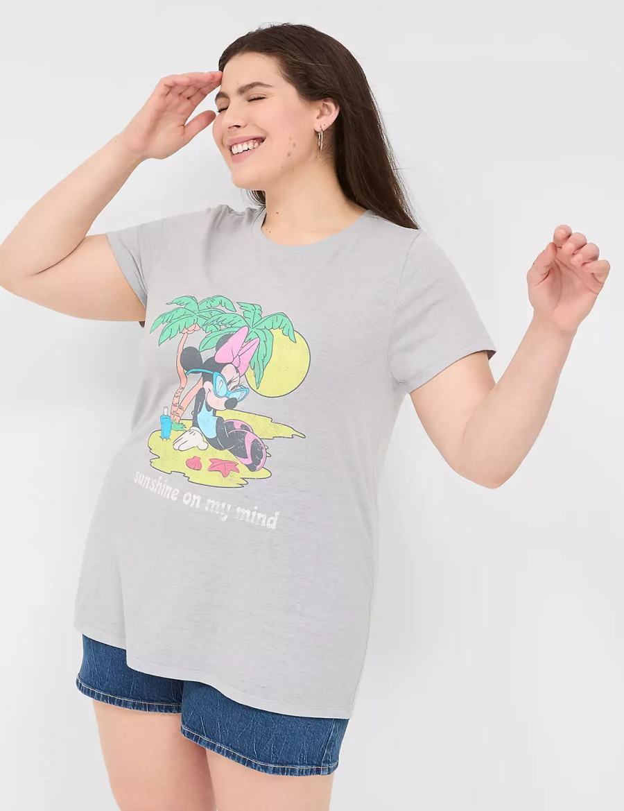 Women Lane Bryant Minnie Sunshine On My Mind Graphic Tee T Shirts Grey | QLB7287XE