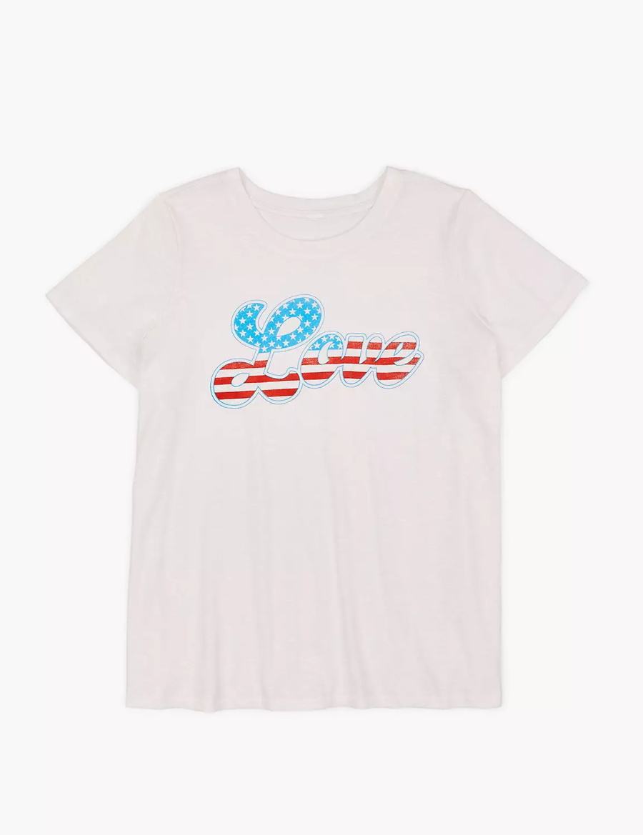Women Lane Bryant Modern Americana Love Graphic Tee T Shirts White | AOR5571XT