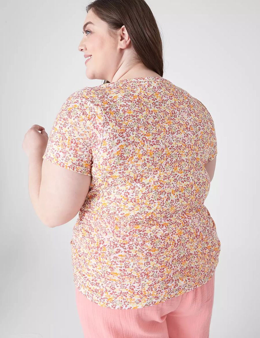 Women Lane Bryant Modern Jersey Side-Ruched Tee T Shirts Orange Multicolor | GHG7429AK