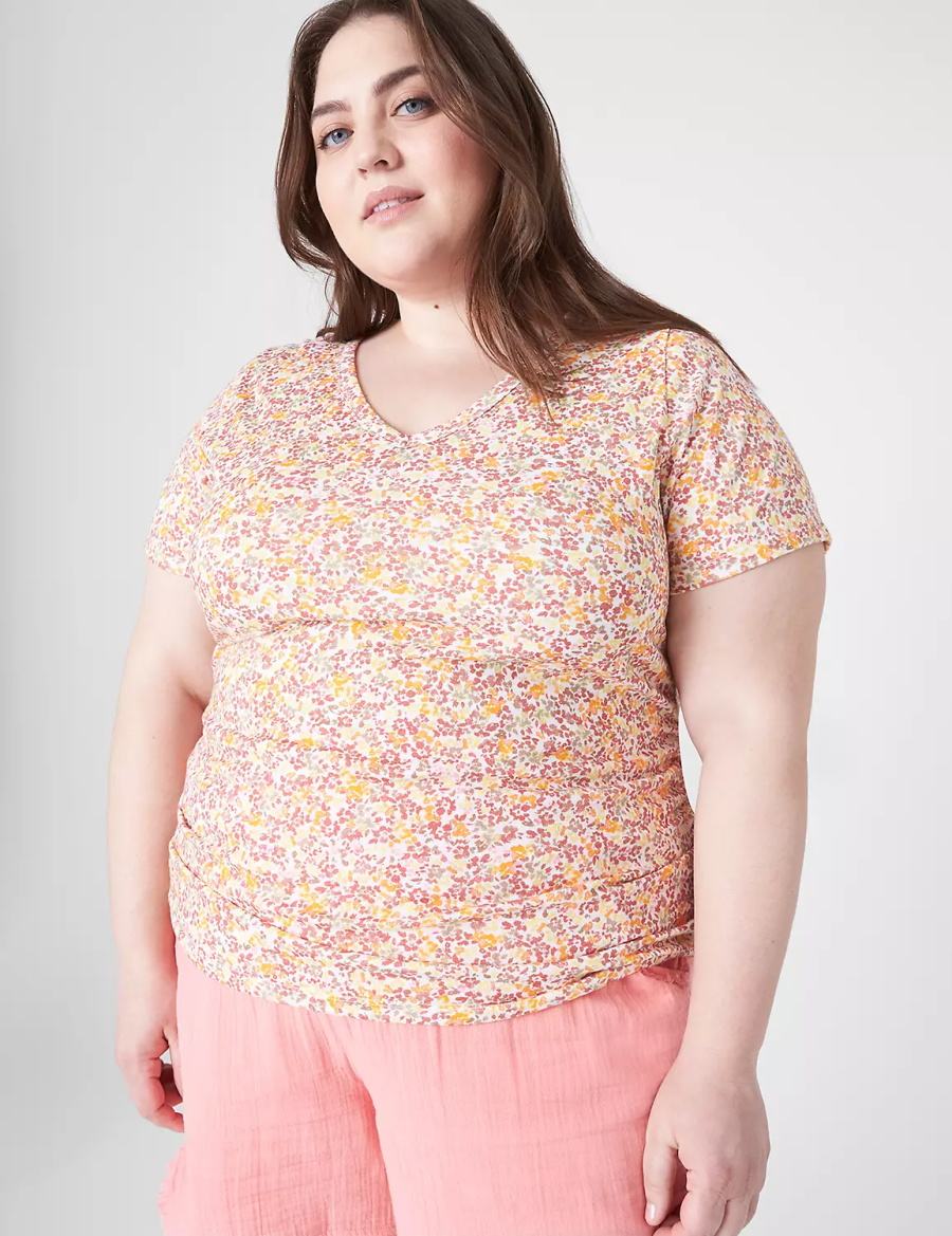 Women Lane Bryant Modern Jersey Side-Ruched Tee T Shirts Orange Multicolor | GHG7429AK