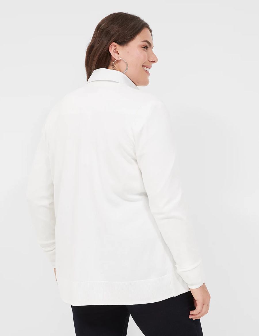 Women Lane Bryant Modern Long-Sleeve Open-Front Cardigan White | PVH9889IF