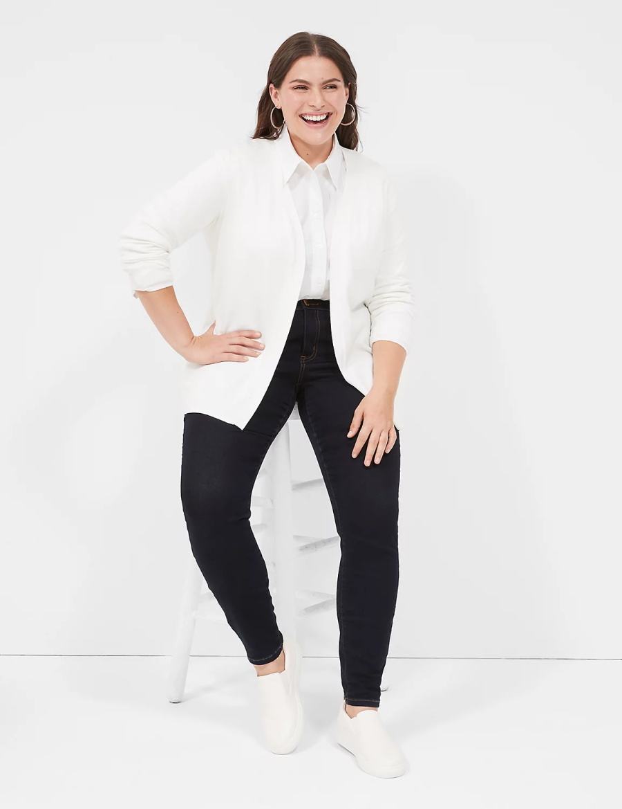 Women Lane Bryant Modern Long-Sleeve Open-Front Cardigan White | PVH9889IF