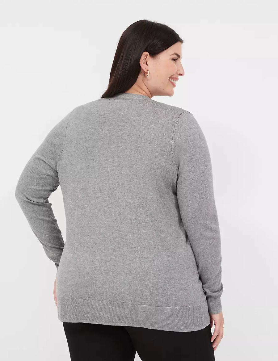 Women Lane Bryant Modern Long-Sleeve Open-Front Cardigan Grey | PVI5845HL