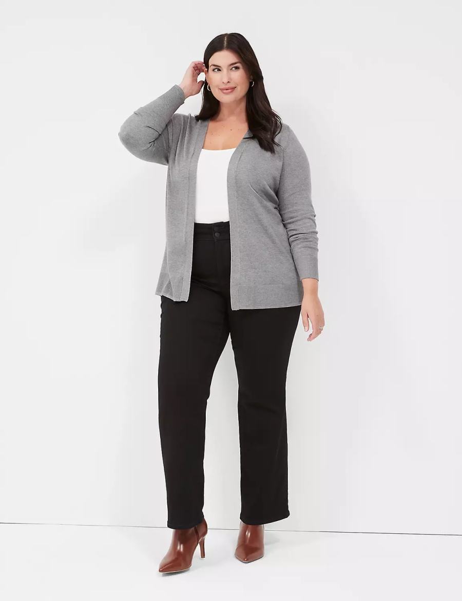 Women Lane Bryant Modern Long-Sleeve Open-Front Cardigan Grey | PVI5845HL