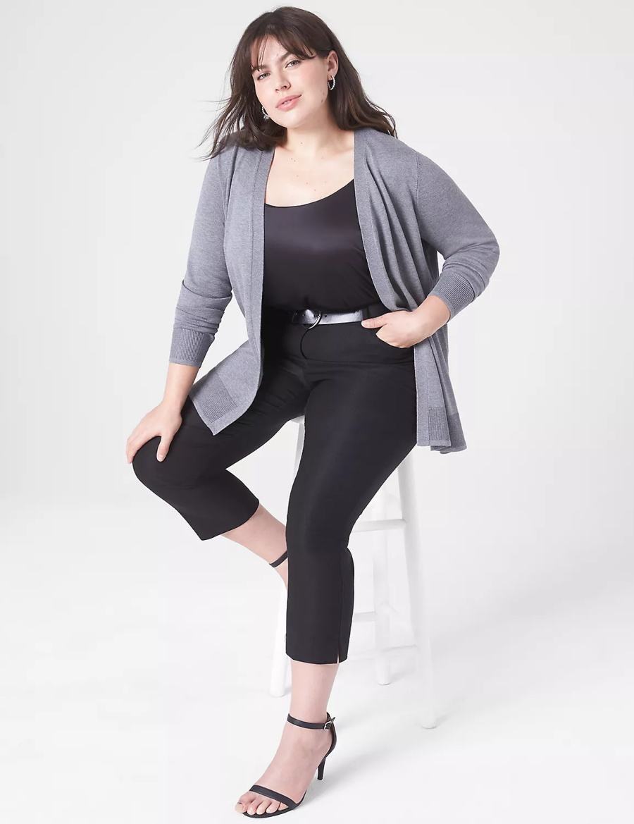 Women Lane Bryant Modern Long-Sleeve Open-Front Cardigan Grey | PVI5845HL