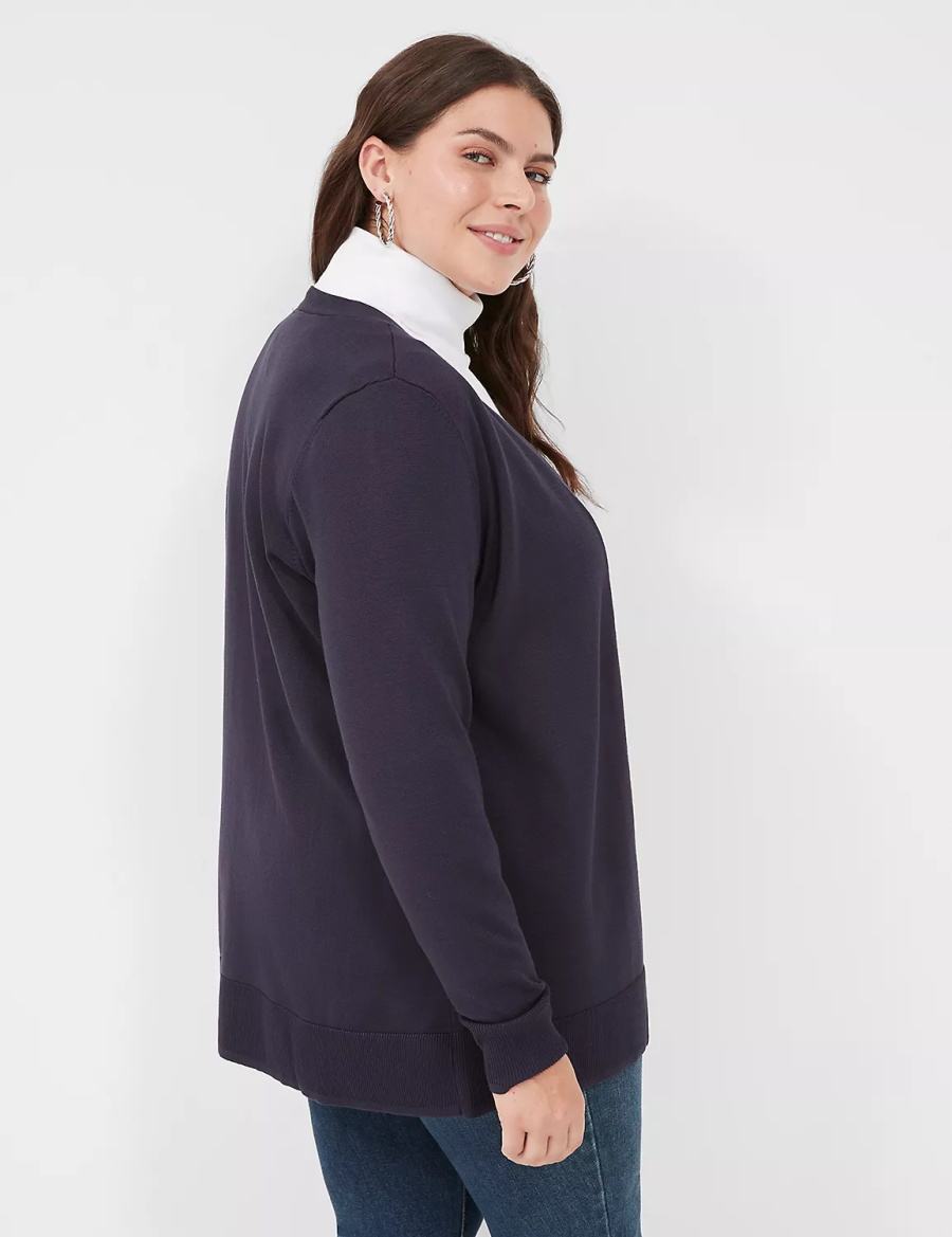 Women Lane Bryant Modern Long-Sleeve Open-Front Cardigan Blue | THG5143KO