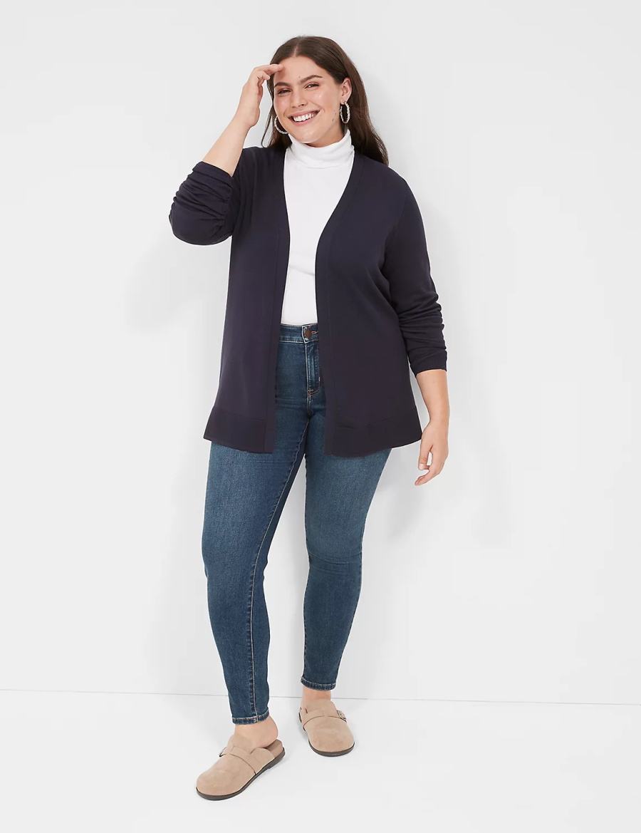 Women Lane Bryant Modern Long-Sleeve Open-Front Cardigan Blue | THG5143KO