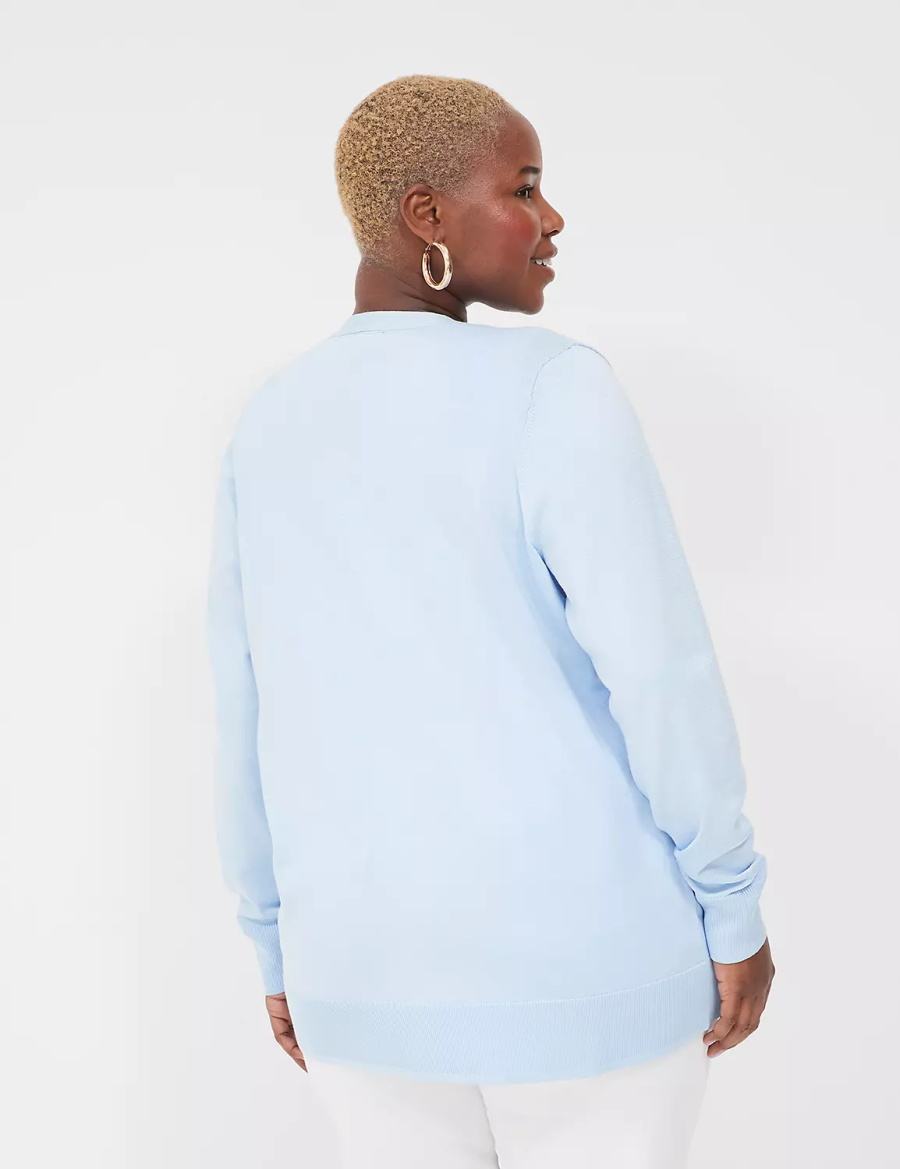 Women Lane Bryant Modern Long-Sleeve Open-Front Cardigan Blue | VIV4960BA