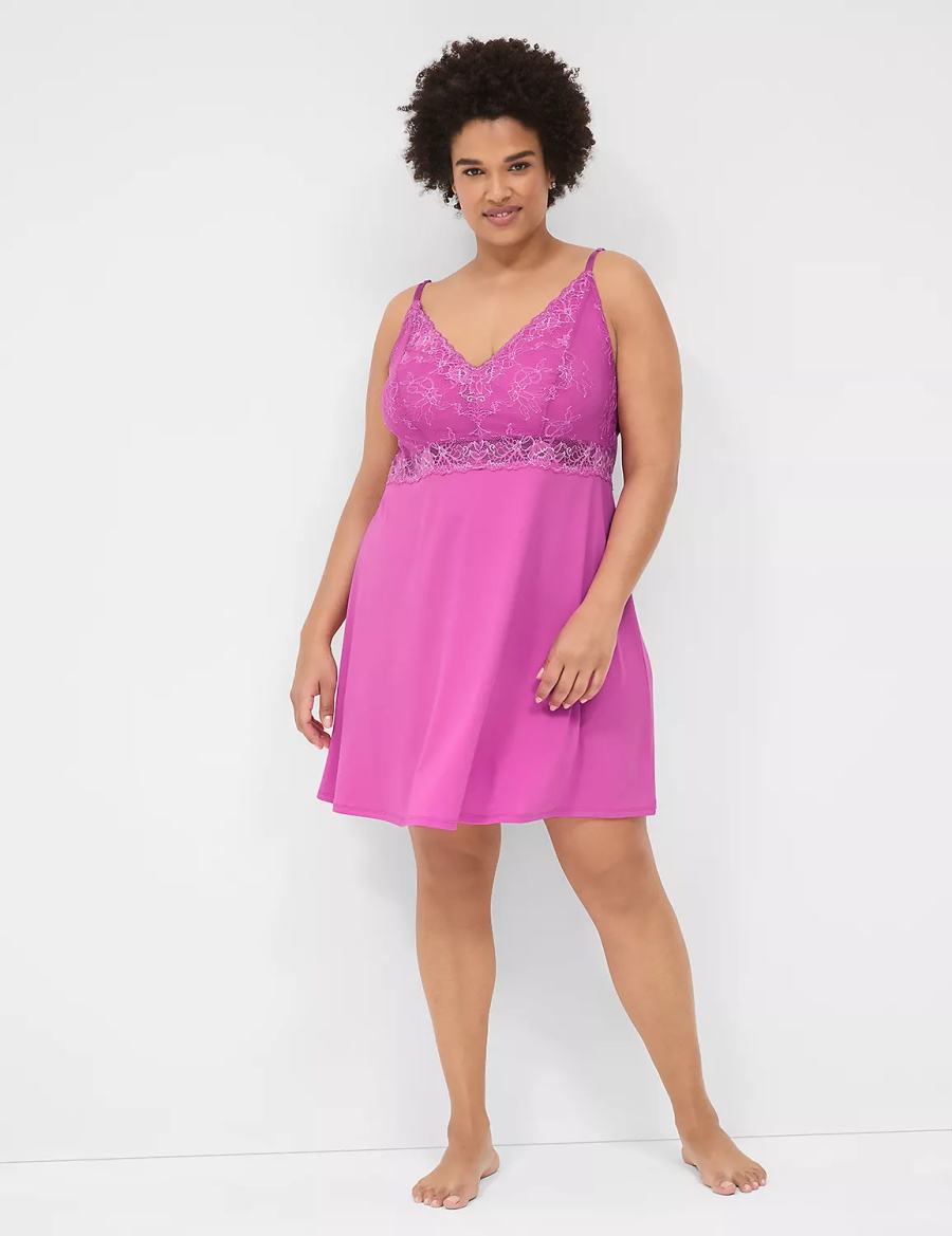 Women Lane Bryant Modern Romance Chemise Dress Purple | XSW4090YE