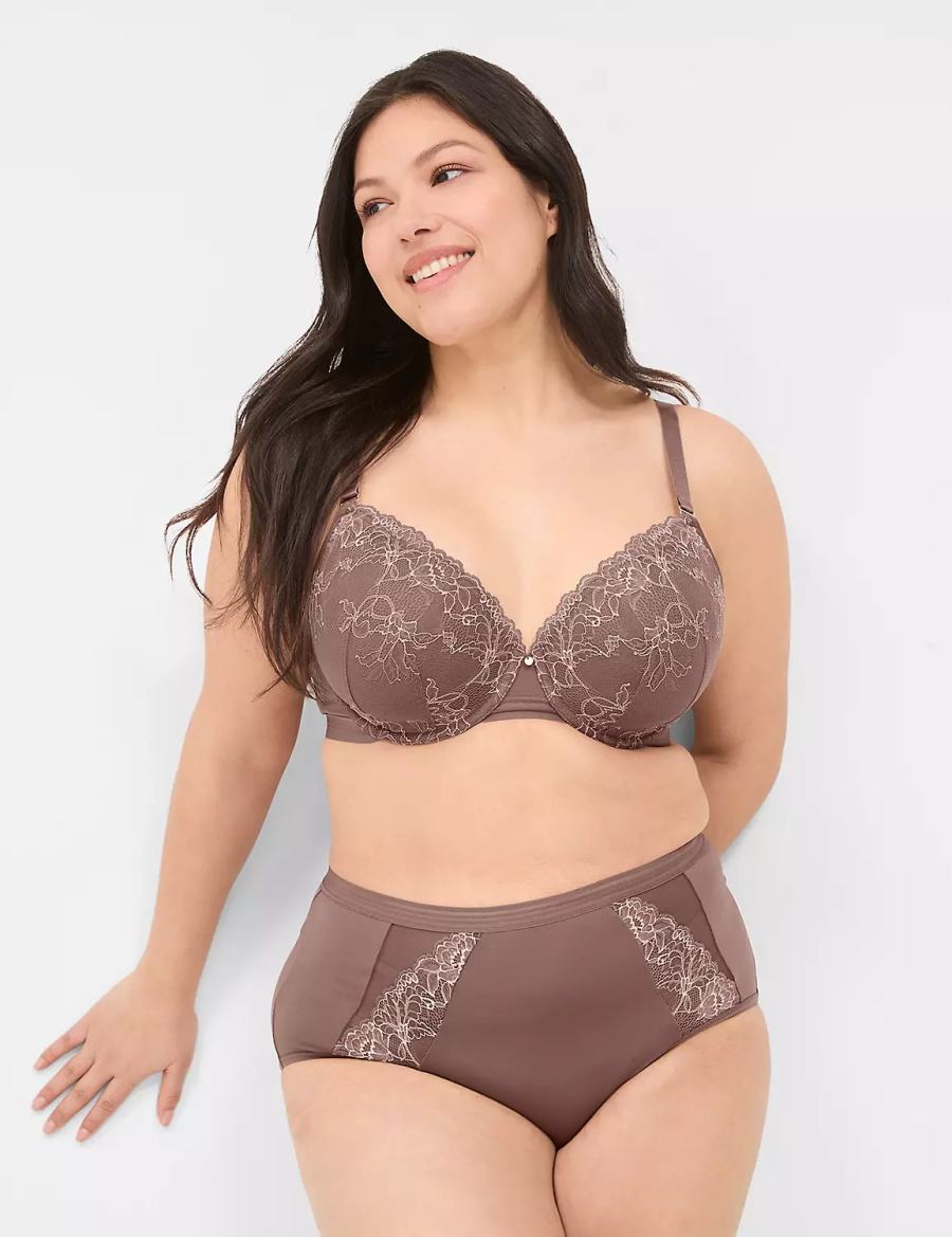 Women Lane Bryant Modern Romance Full Briefs Deep Grey Brown | MXD9743BX