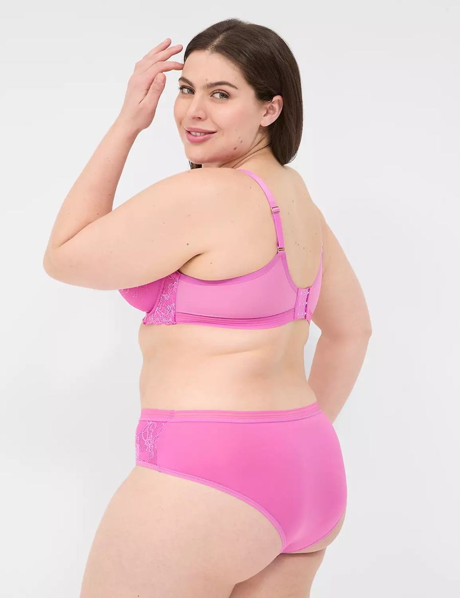 Women Lane Bryant Modern Romance Lace Demi Unlined Bra Purple | UOT416BQ