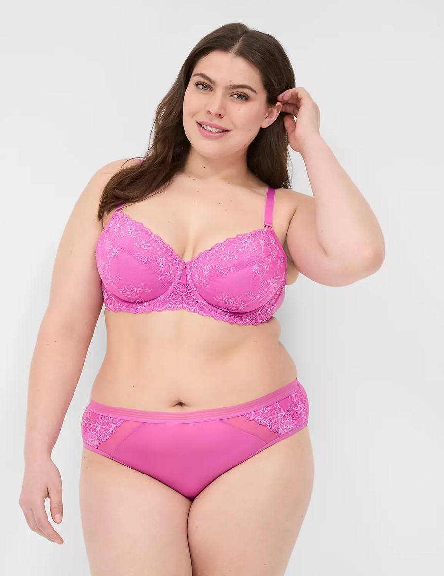 Women Lane Bryant Modern Romance Lace Demi Unlined Bra Purple | UOT416BQ