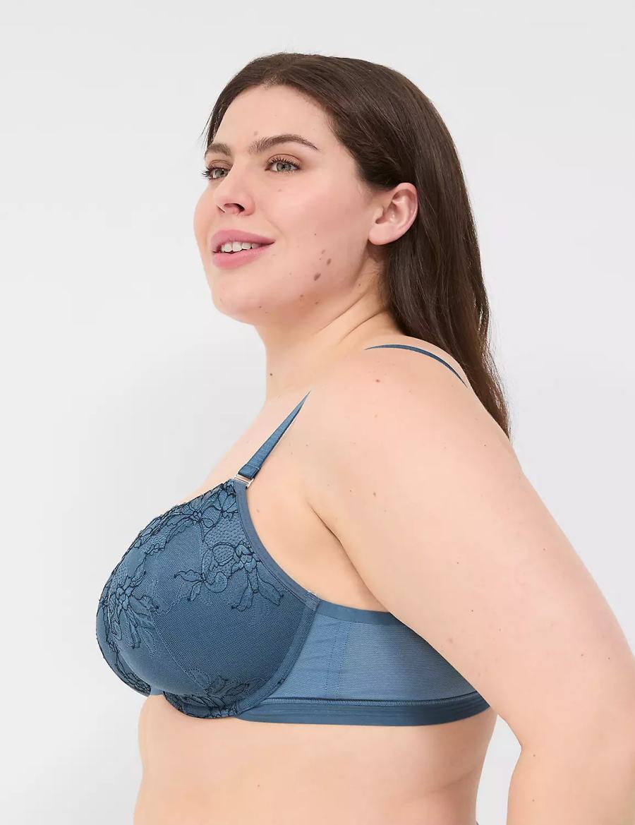 Women Lane Bryant Modern Romance Lightly Lined Demi Bralettes Blue Grey | VBE4416AH