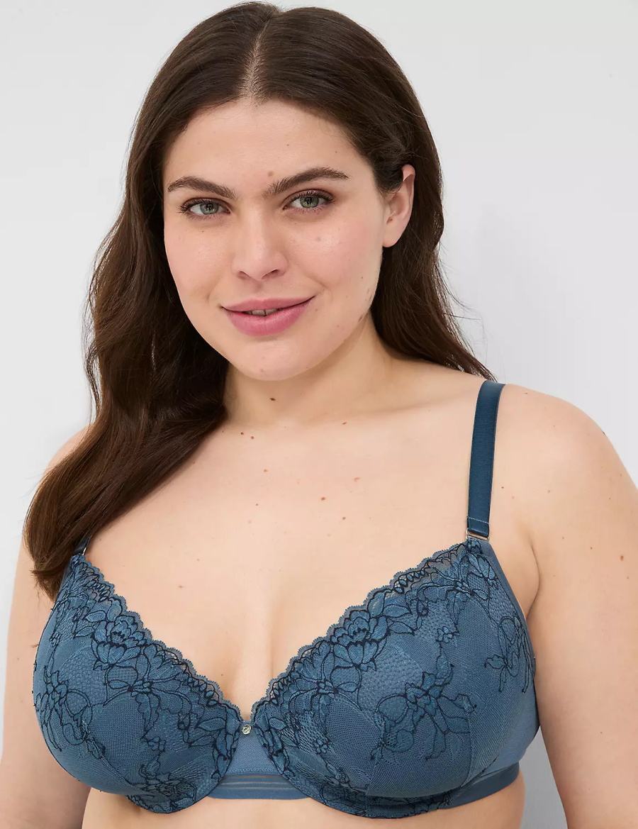 Women Lane Bryant Modern Romance Lightly Lined Demi Bralettes Blue Grey | VBE4416AH