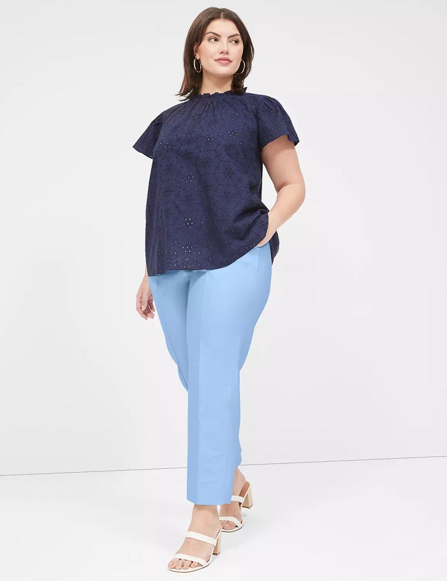 Women Lane Bryant Modern Straight Ankle Pants Blue | LWK7621PR