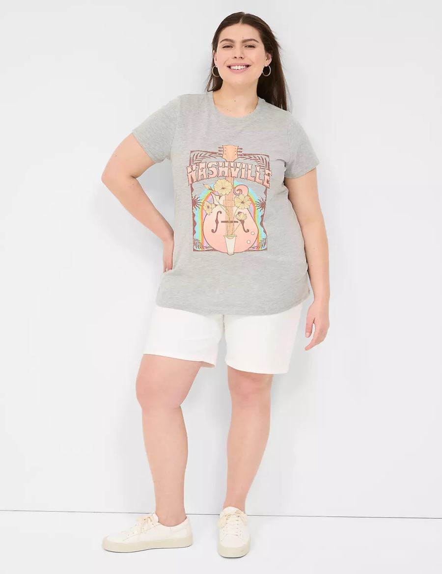 Women Lane Bryant Nashville Graphic Tee T Shirts Light Grey | XNA3581BB