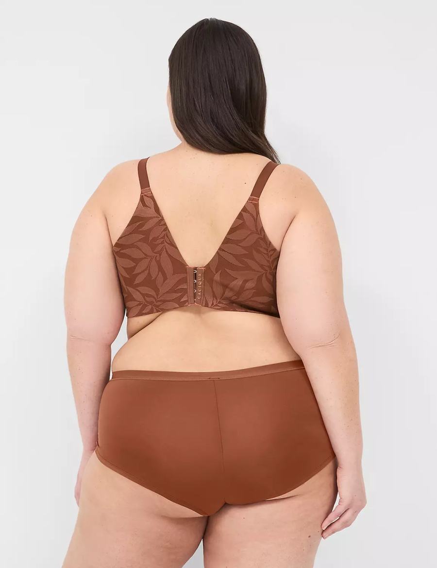 Women Lane Bryant No-Show Boyshort Briefs Brown | MFV2357UB