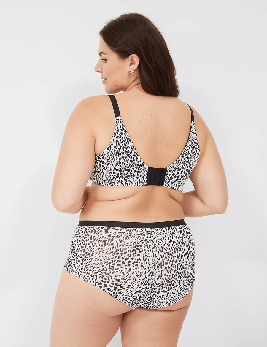 Women Lane Bryant No-Show Boyshort Briefs White Black | TQQ6941CT