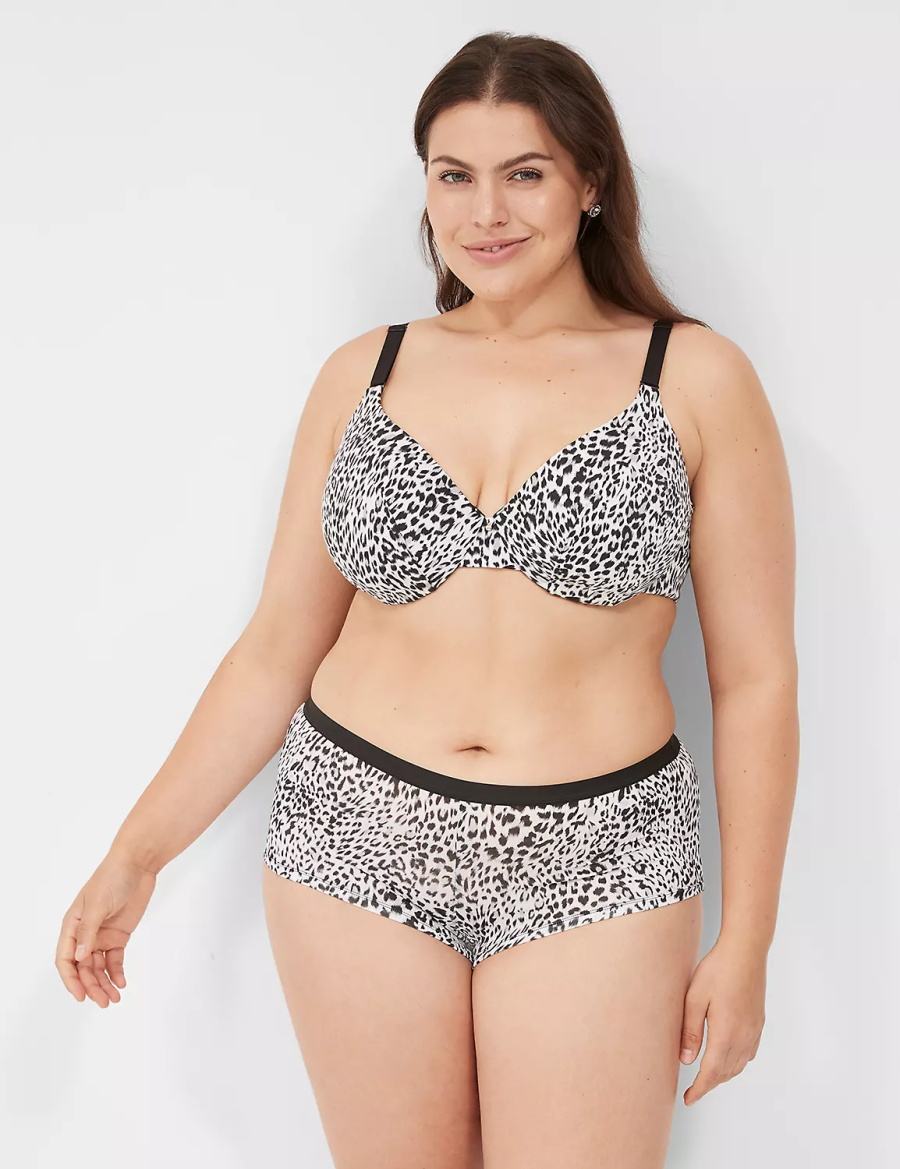 Women Lane Bryant No-Show Boyshort Briefs White Black | TQQ6941CT