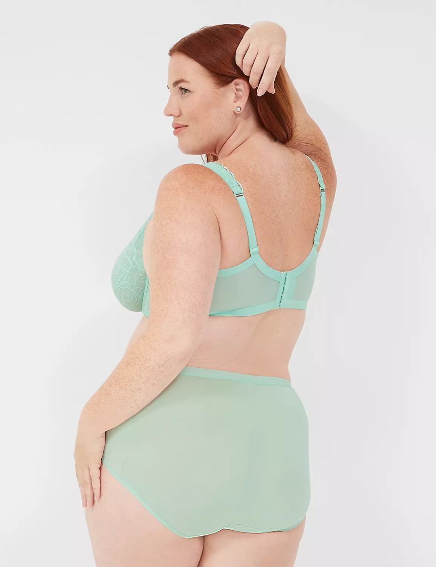 Women Lane Bryant No-Show Full with Lace Briefs Light Green | CKX3287ZE