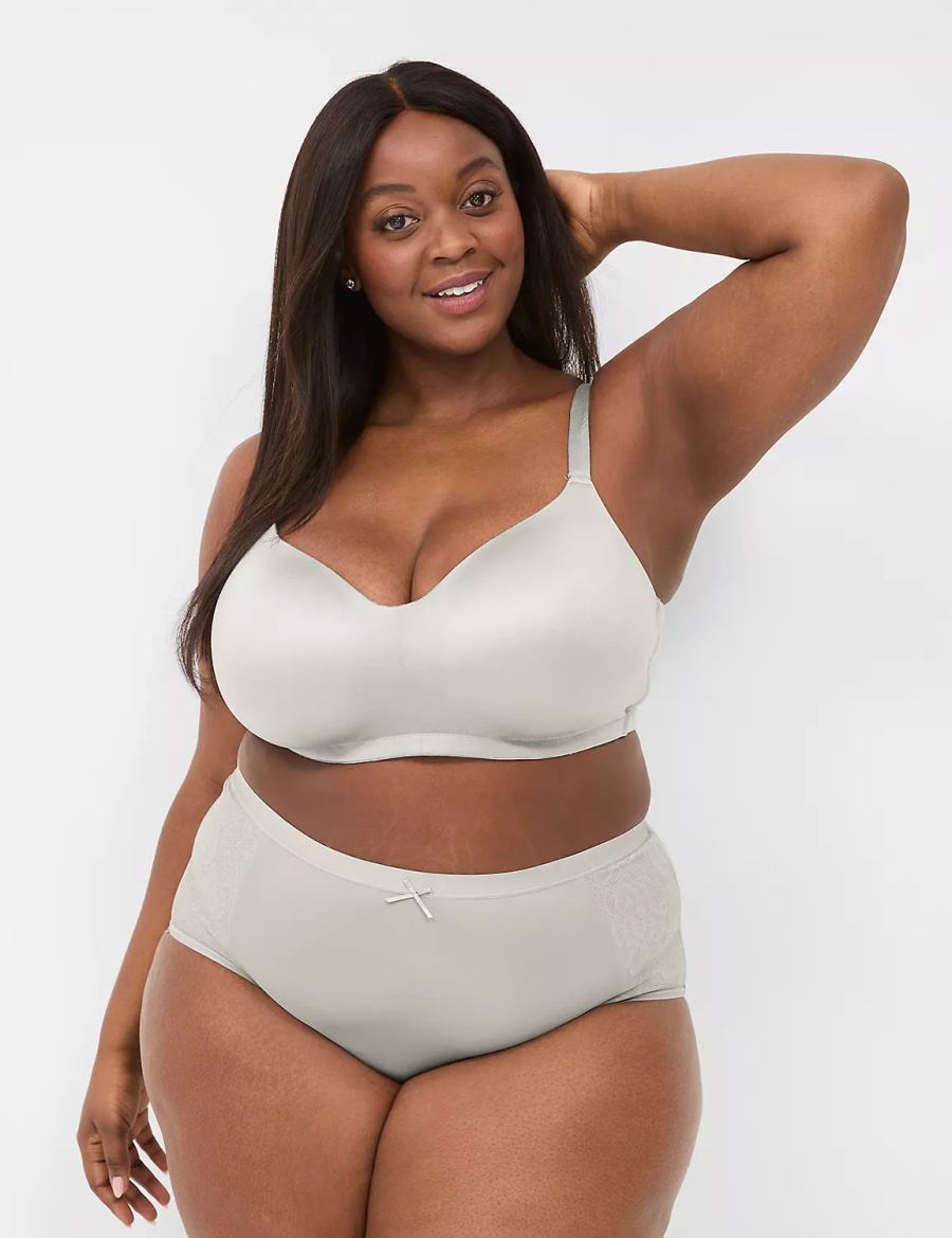 Women Lane Bryant No-Show Full with Lace Briefs White | SQP7569US