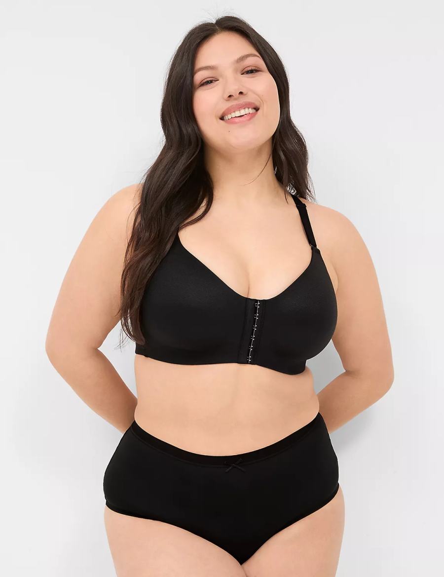 Women Lane Bryant No-Show Lace-Back Full Briefs Black | WMC1440PU