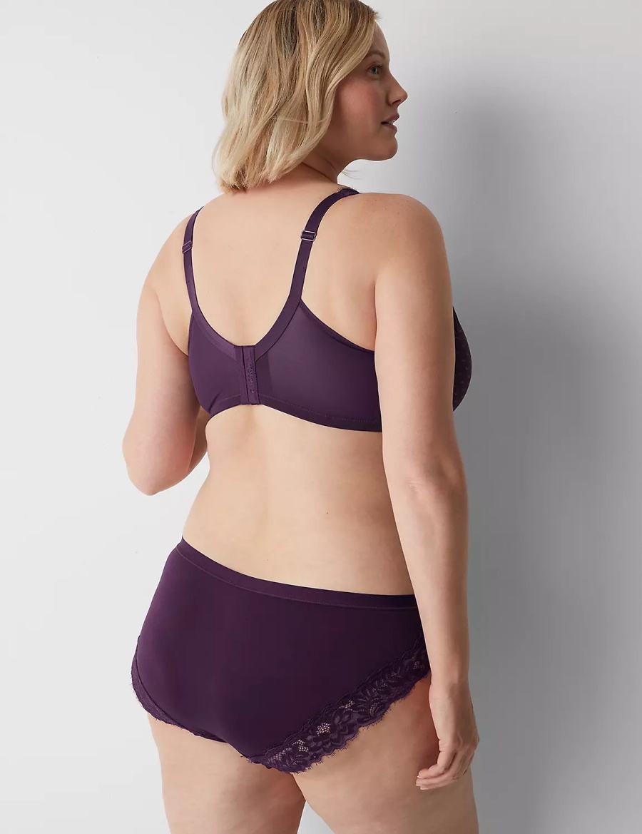 Women Lane Bryant No-Show Lace-Back Hipster Panty Purple | VKV4842OX