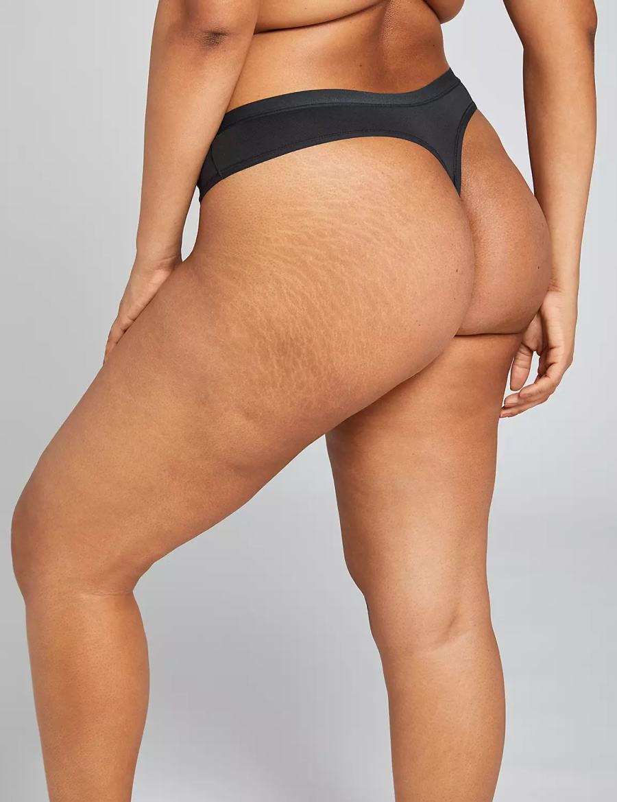 Women Lane Bryant No-Show Thong Panty Black | JDW7273PG