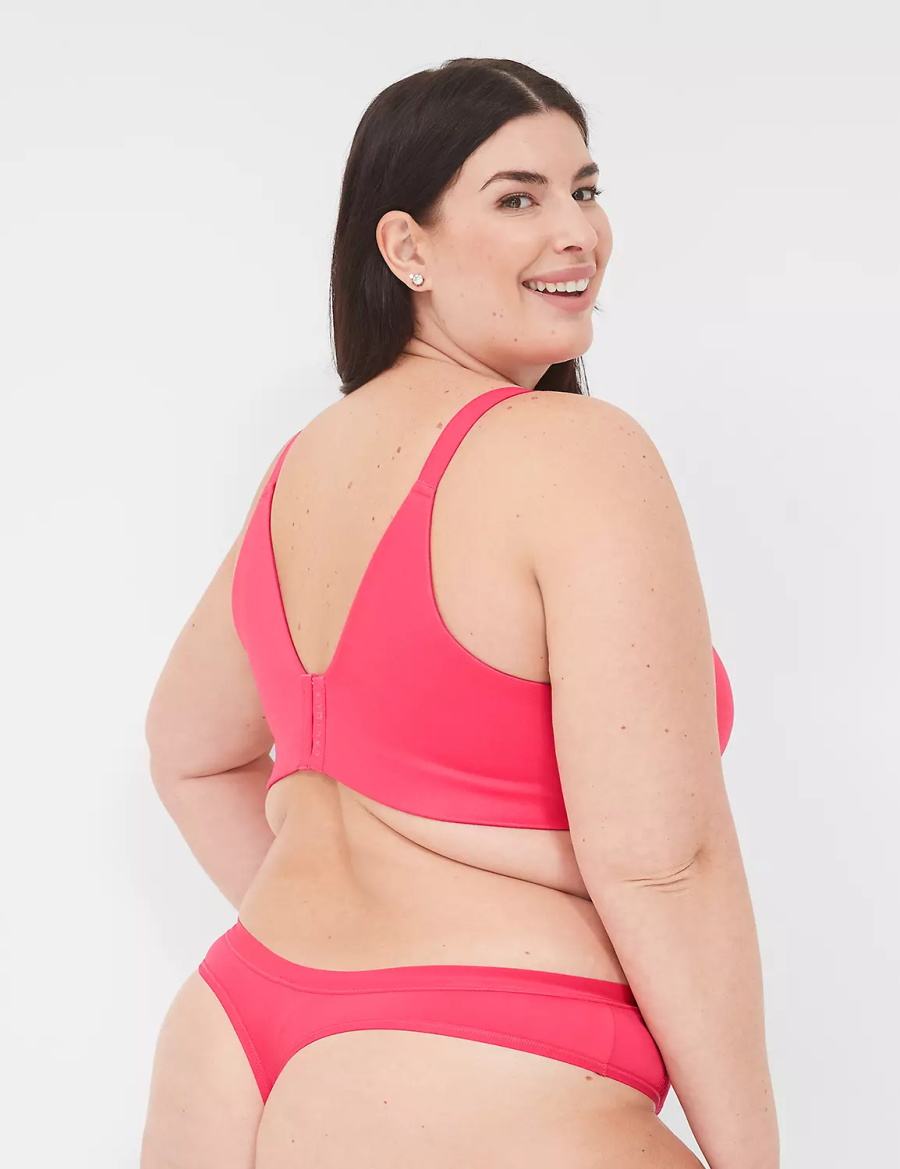Women Lane Bryant No-Show With Lace Trim Thong Panty Dark Red | IBT2657AD