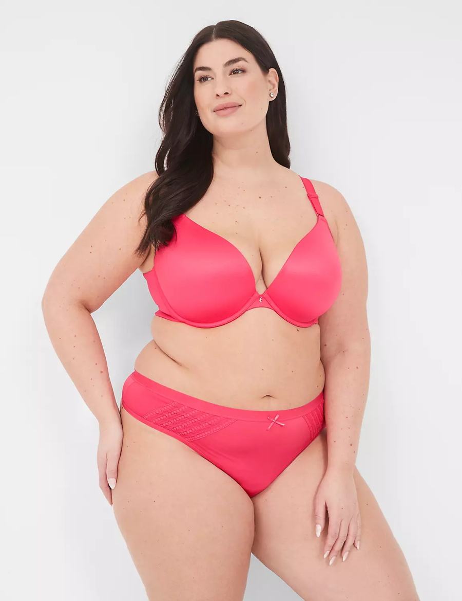 Women Lane Bryant No-Show With Lace Trim Thong Panty Dark Red | IBT2657AD