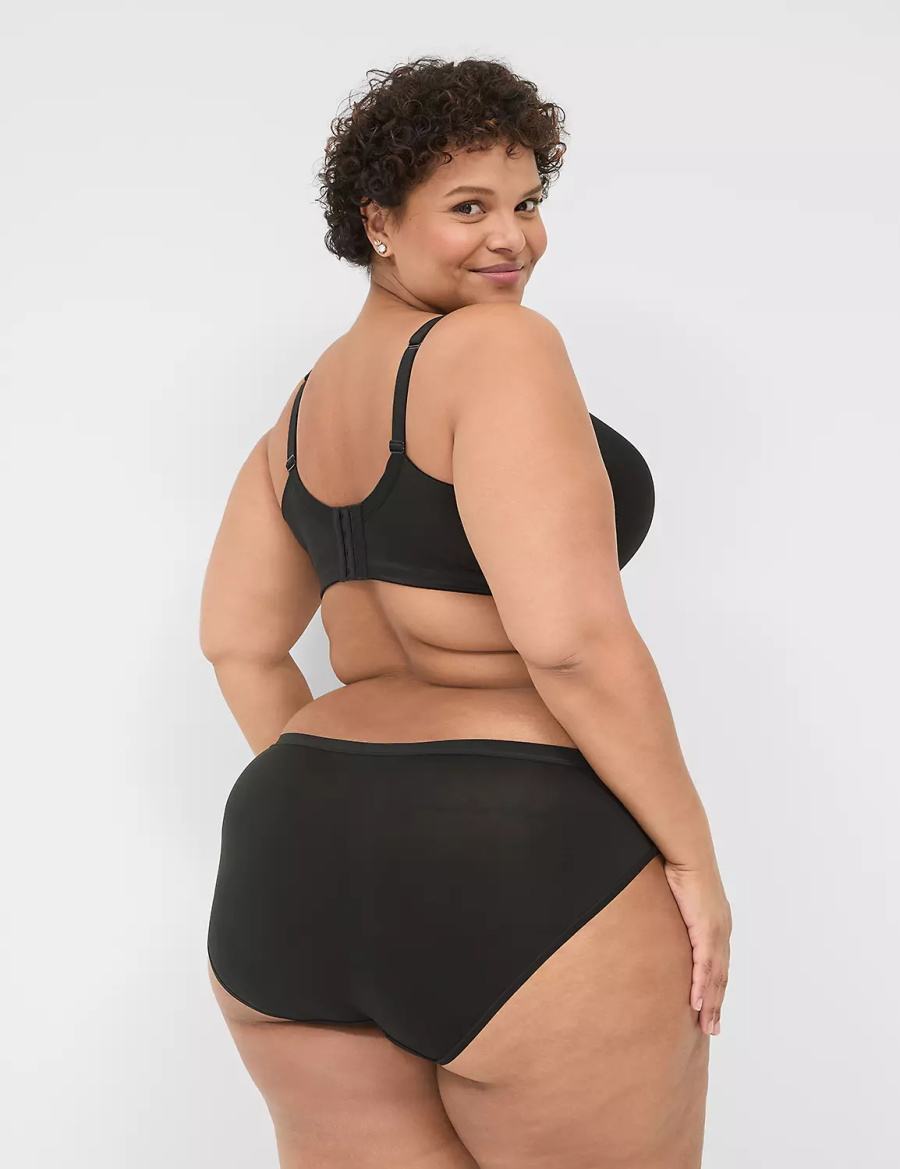 Women Lane Bryant No-Show With Lace Trim Hipster Panty Black | FJI5031KC