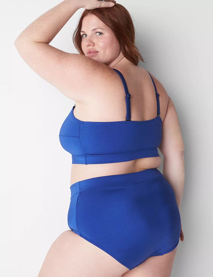 Women Lane Bryant No-Wire Asymmetric Swim Bikini Top Blue | EVJ819XN