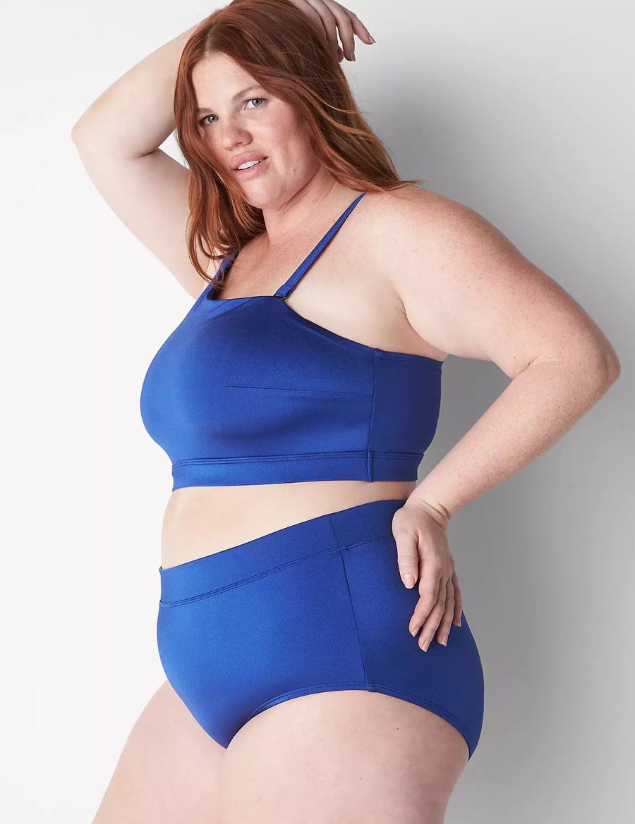 Women Lane Bryant No-Wire Asymmetric Swim Bikini Top Blue | EVJ819XN