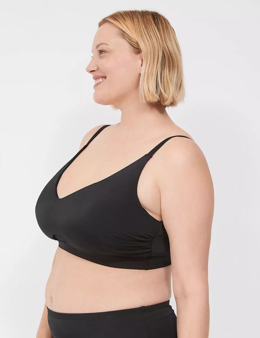 Women Lane Bryant No-Wire Bikini Top Black | YSM53VH