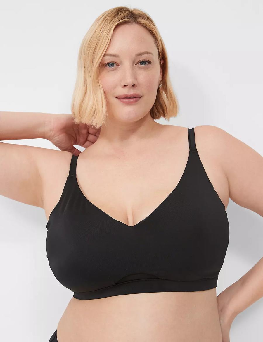Women Lane Bryant No-Wire Bikini Top Black | YSM53VH