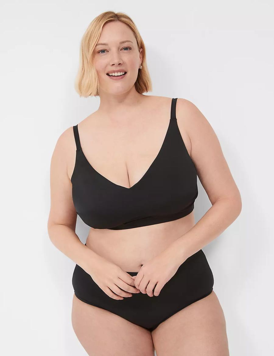Women Lane Bryant No-Wire Bikini Top Black | YSM53VH