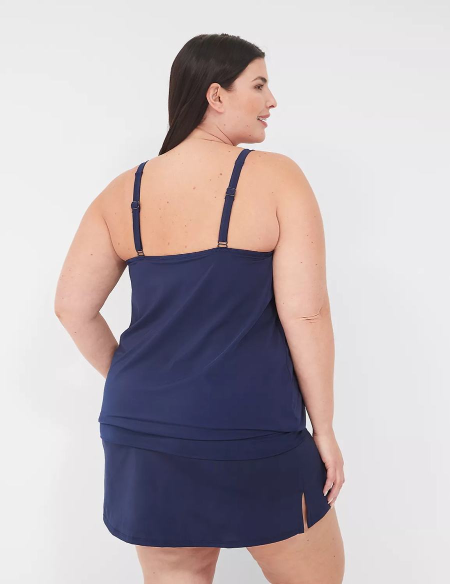 Women Lane Bryant No-Wire Blouson Tankini Bikini Top Blue | XWS4590LO