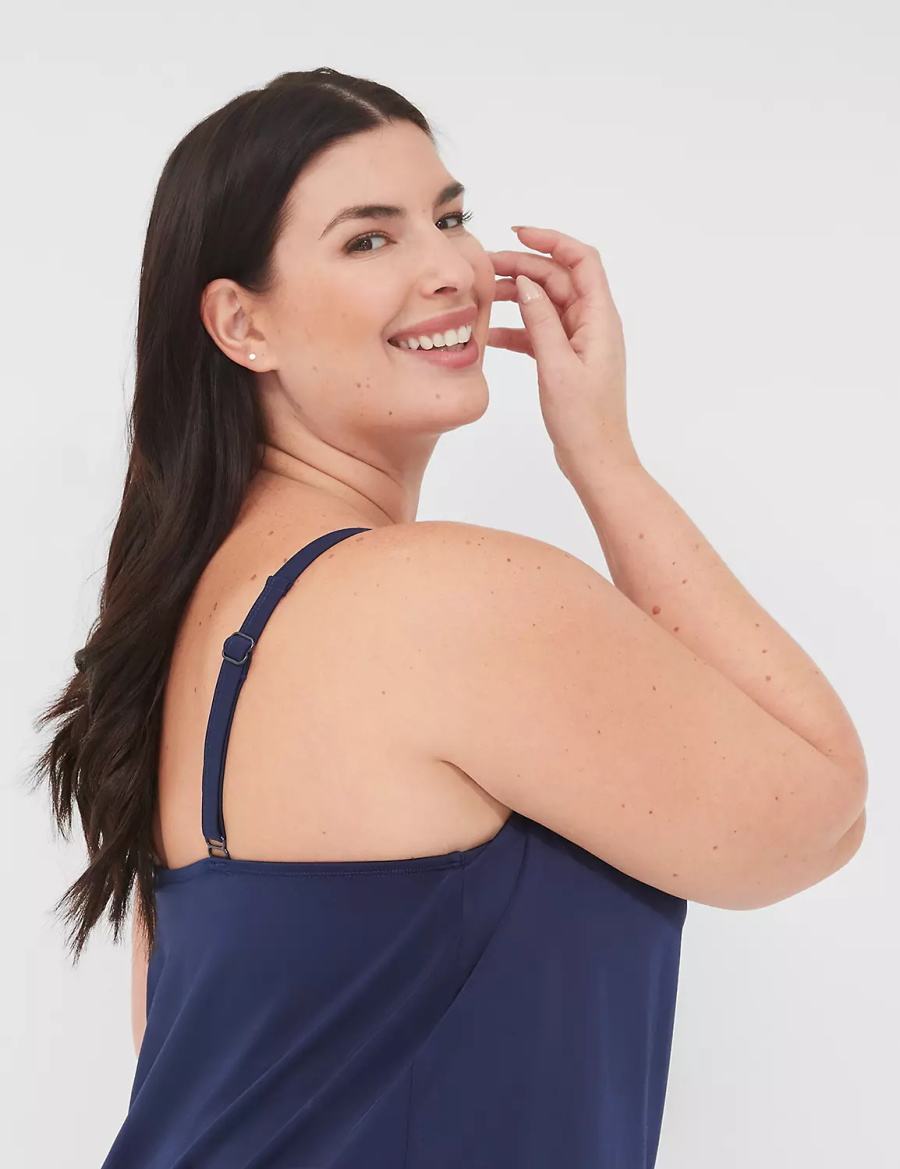 Women Lane Bryant No-Wire Blouson Tankini Bikini Top Blue | XWS4590LO