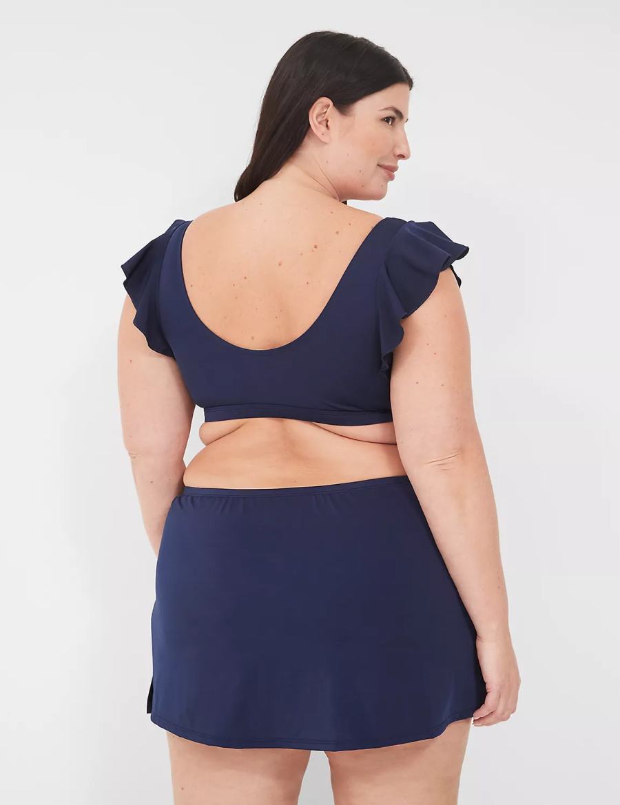 Women Lane Bryant No-Wire Flutter-Sleeve Bikini Top Blue | JOY6187VO