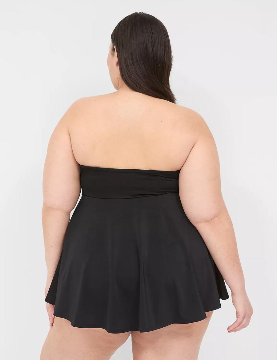 Women Lane Bryant No-Wire Multi-Way Strapless Swim Dress Black | NZZ7660XB