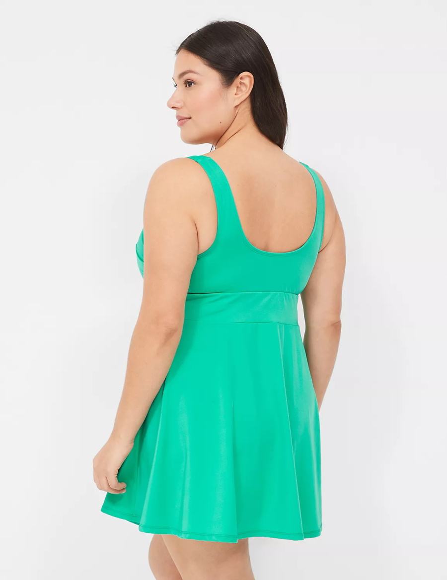 Women Lane Bryant No-Wire Scoop-Neck Swim Dress Turquoise | DUU1867KO